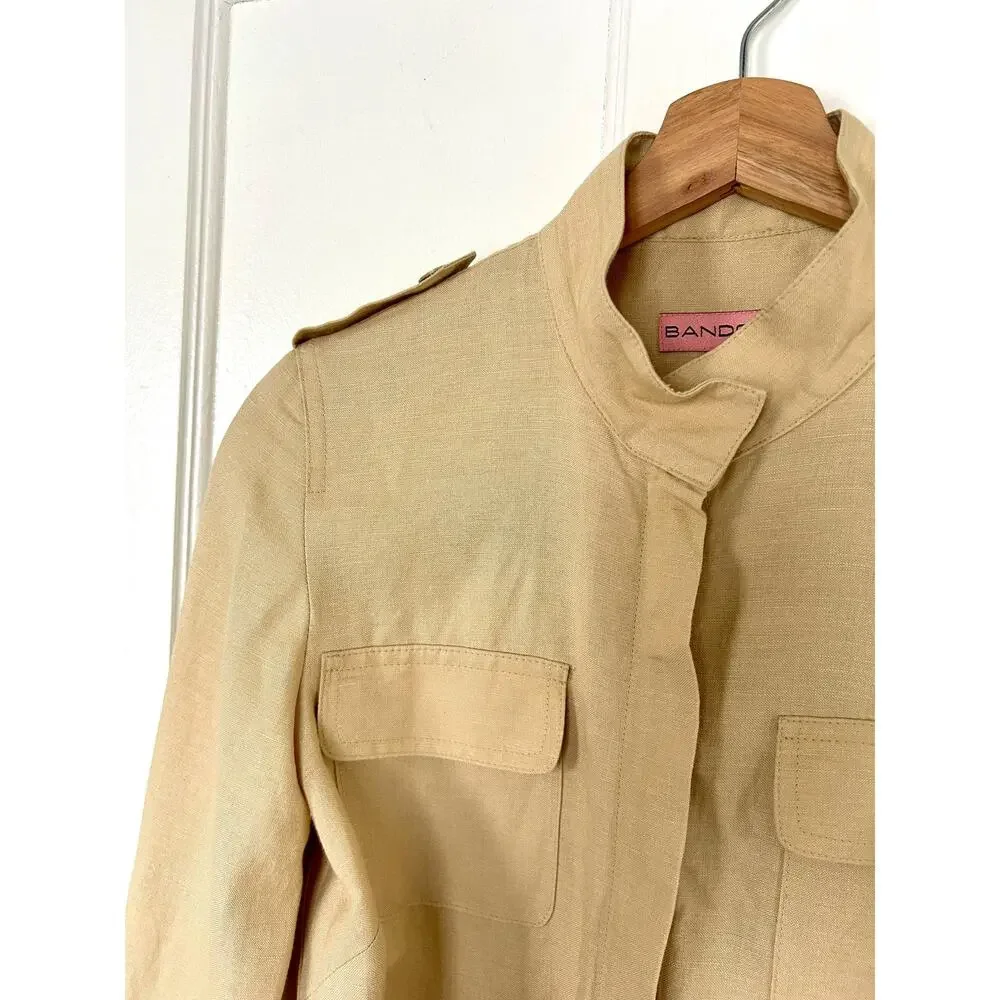 Vintage 90's Linen/Rayon Cargo Jacket Size Small | Bandolino | Minimalist Style